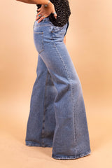 Sideways Wide Leg Denim Jeans