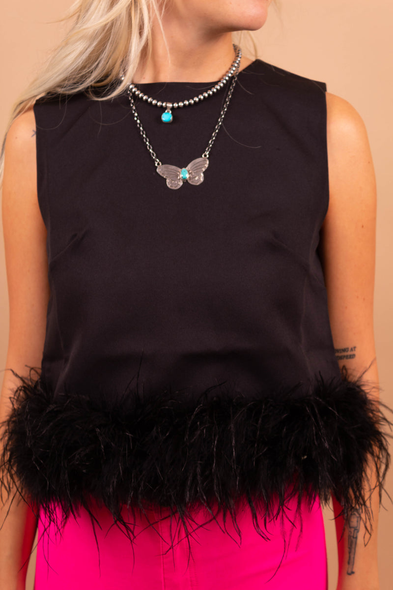 Night Out Feather Top