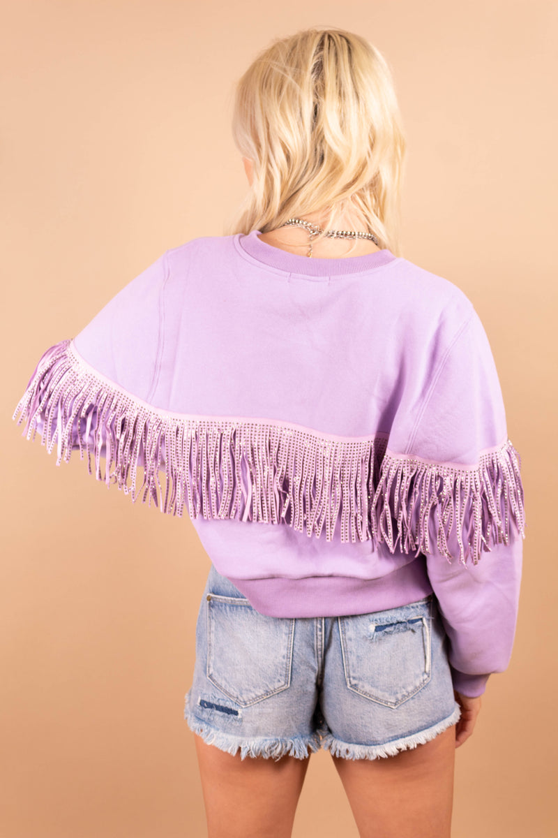 Lavender Fringe Sweatshirt Top