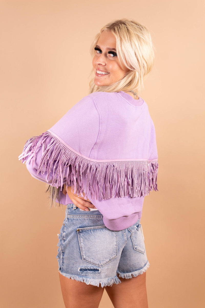 Lavender Fringe Sweatshirt Top