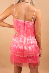 Hot Pink Tinsel Mini Dress