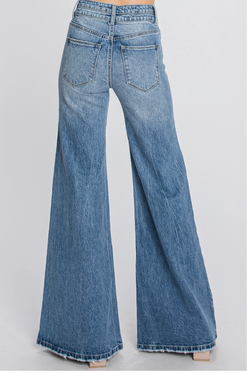 Sideways Wide Leg Denim Jeans