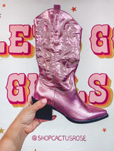 Hey Cowgirl Metallic Pink Cowboy Boots
